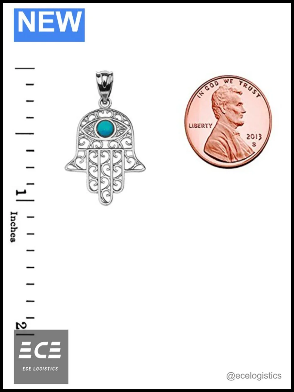 Sterling Silver Hamsa Hand Evil Eye Pendant Necklace 18